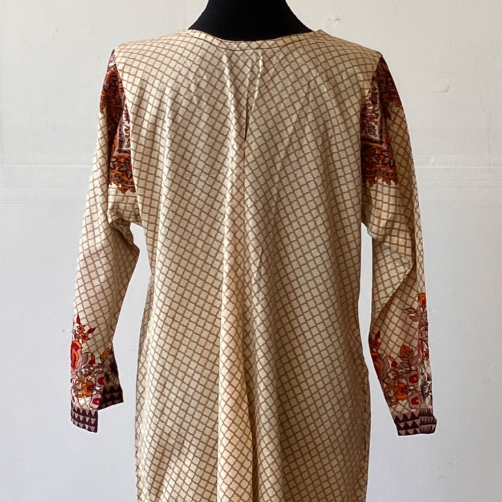 Orange and brown hand crafted tunic dress - Picture 4 of 7
